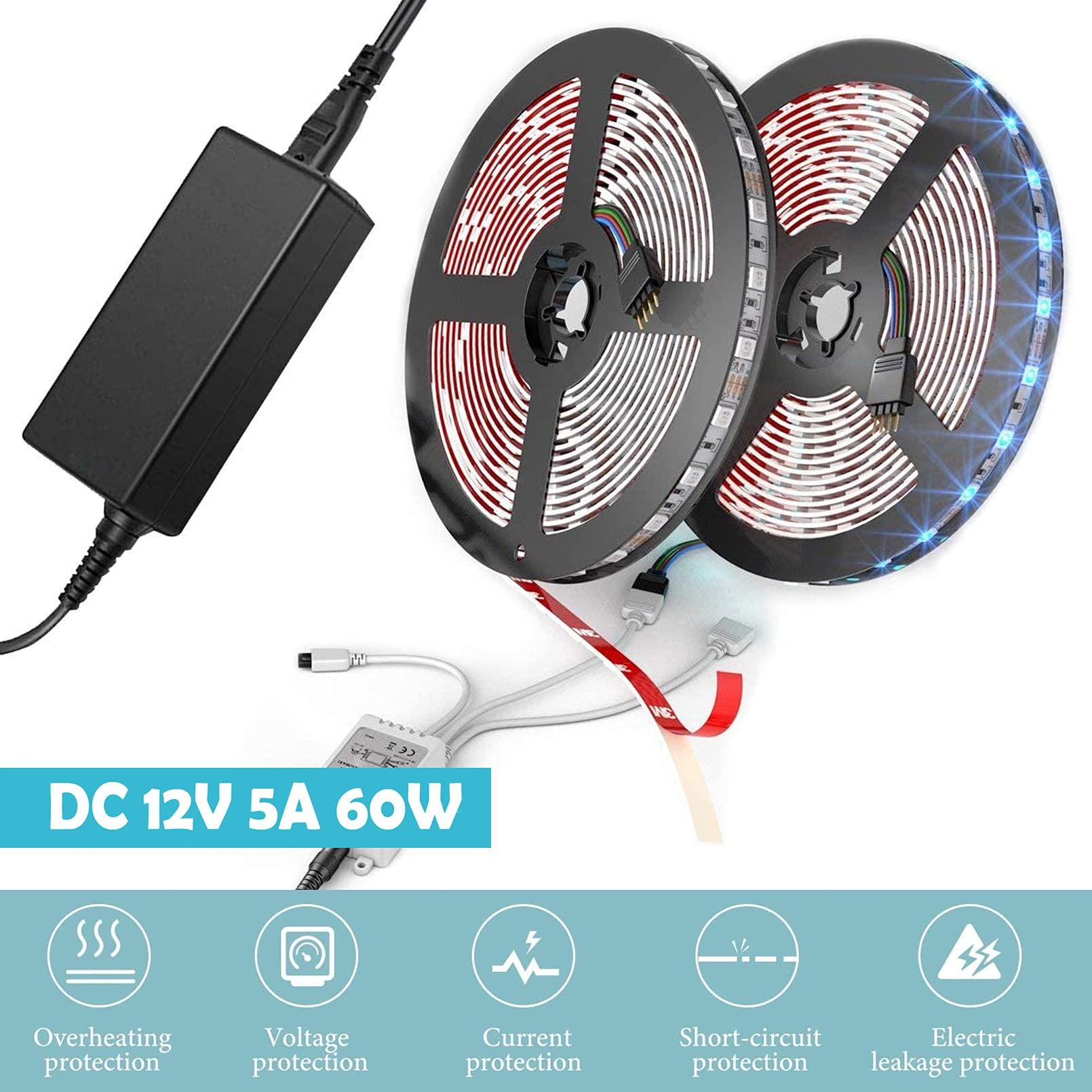 AMENKER 12V 5A Power Supply, 12V Power Supply Adapter, AC 100-240V to DC 12 Volt 5 Amp Transformers, 60 Watt Max, 5.5x2.1mm US Plug for LED Strip Light CCTV Accessories Security Cameras System Router Driver