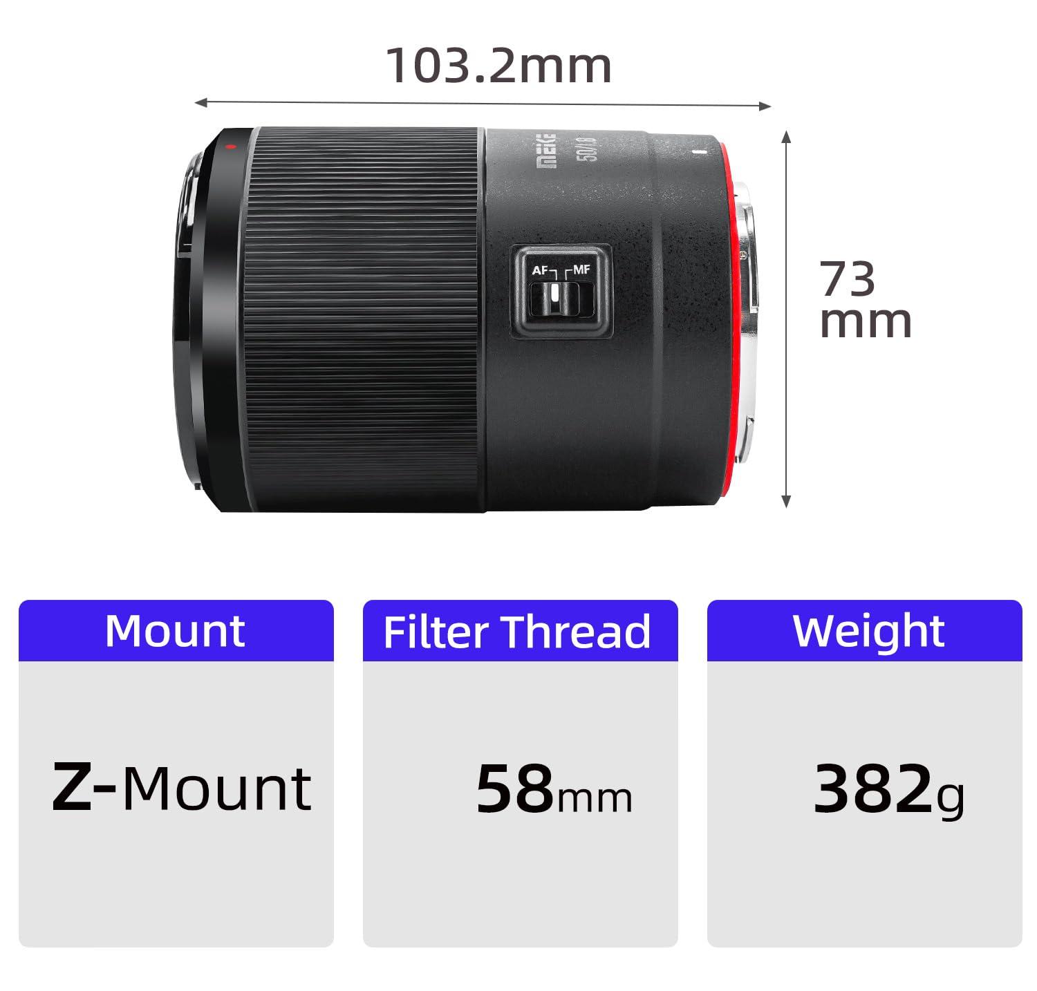 Meike Meike 50mm F1.8 Full Frame STM Auto Focus Prime Lens for Nikon Z Mount Mirrorless Cameras: Z30, Z50, Z5, Z6, Z7, Z6II, Z7II, Z9, Zfc