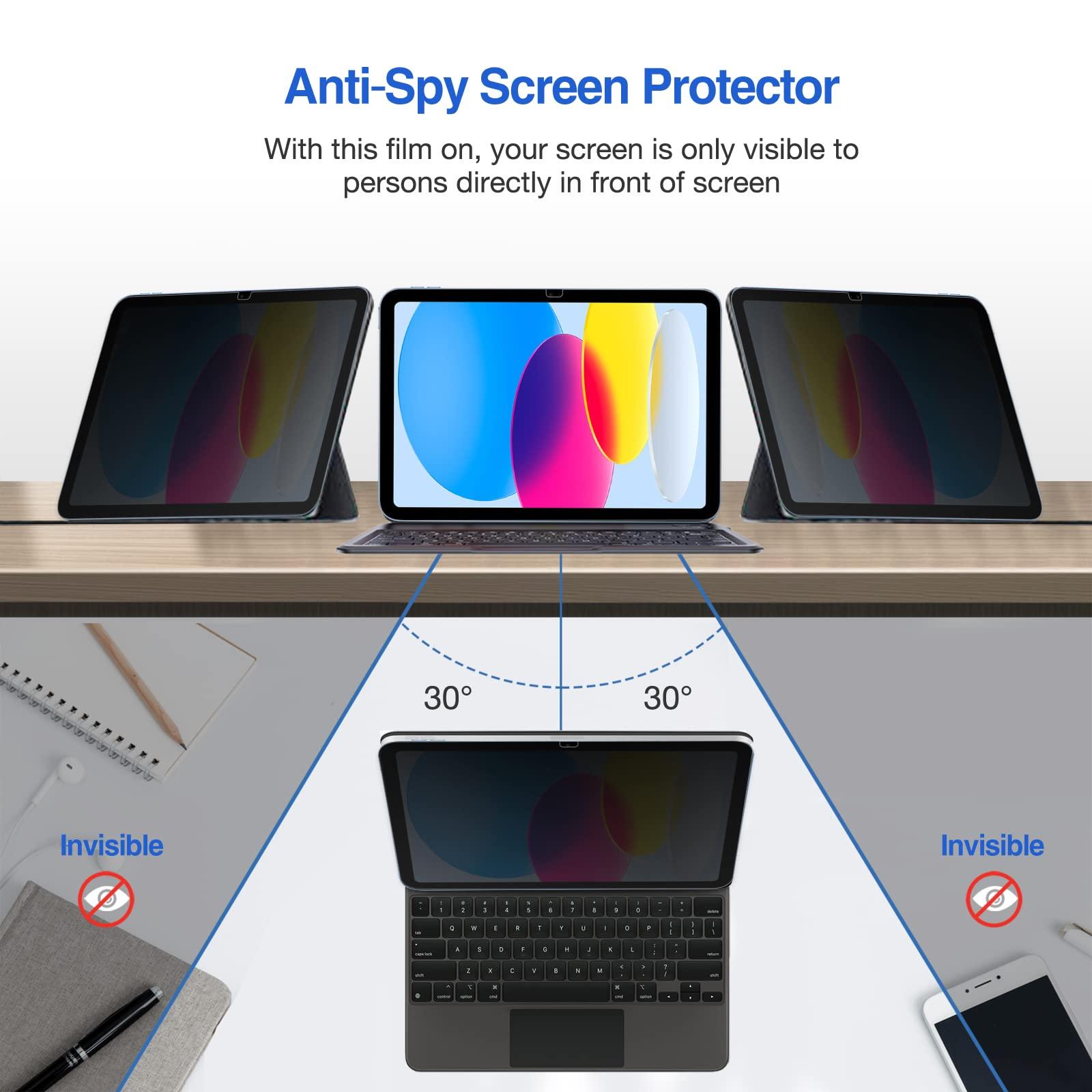 ProCase ProCase for iPad 10th Generation Case with Pencil Holder 2022 iPad 10.9 Inch Case -Pink Bundle with iPad 10th Generation 10.9 2022 Privacy Screen Protector A2696/A2757/A2777