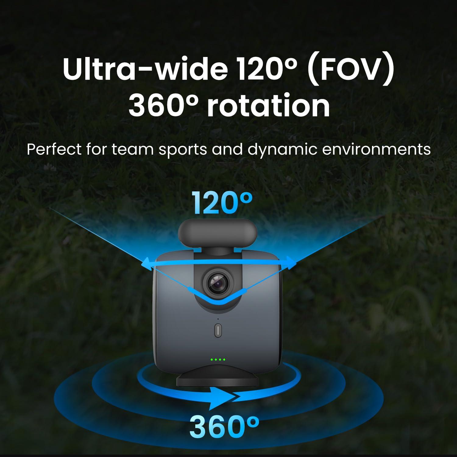 XbotGo XbotGo Chameleon Professional Sports Kit - AI-Powered Action Camera with Gimbal Tracking System, Team & Player Tracking, COMS 4K Video, 360 Rotation, 120 FOV, Live Streaming(Lava Graphite)