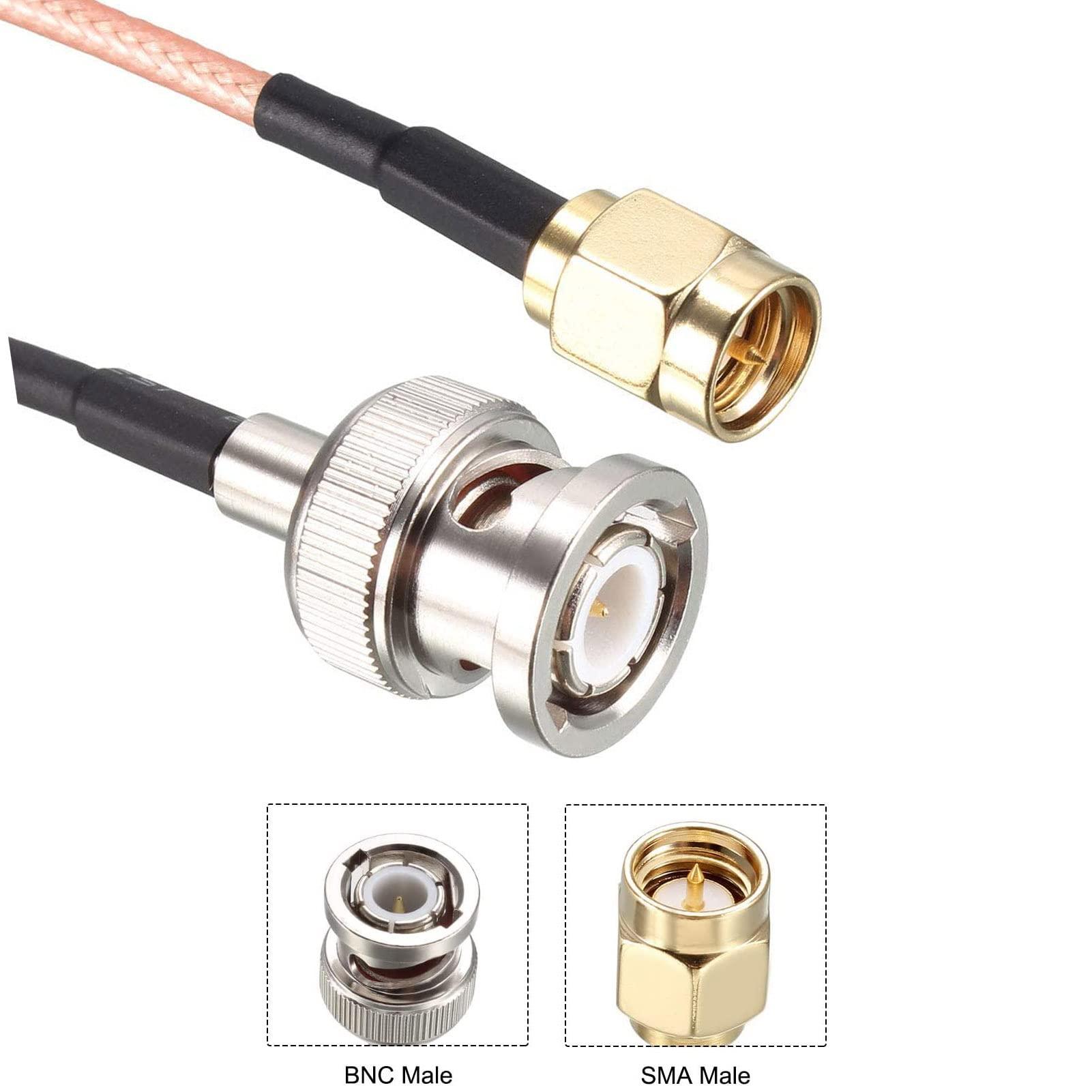 TA-VIGOR TA-VIGOR 2pcs RG316 Coaxial Cable 1Ft (30cm), 50 Ohm BNC Male to SMA Male Low Loss Coax Cable for HAM & CB Radio, Antenna Analyzer, Security CCTV Camera