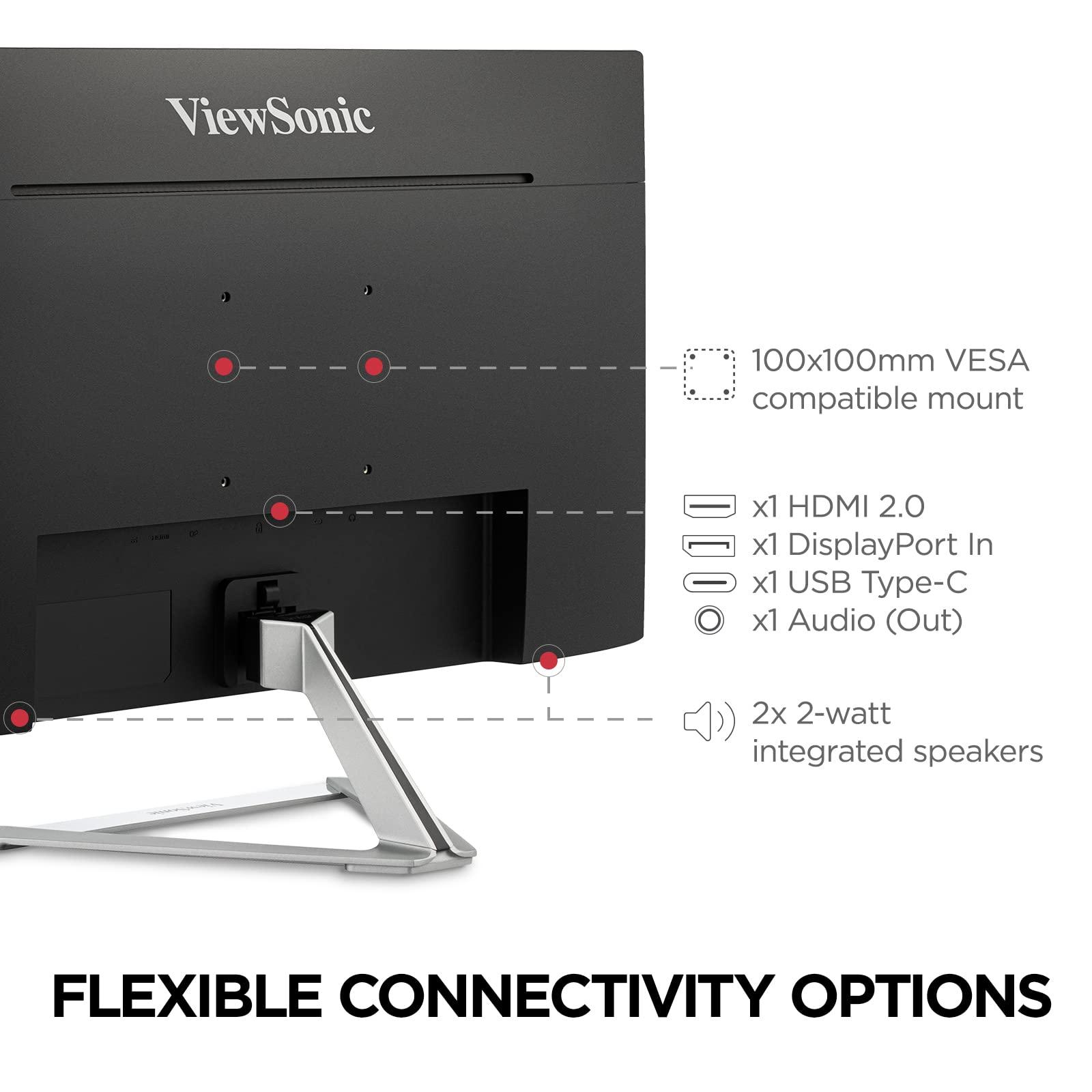 ViewSonic ViewSonic VX2776-4K-MHDU 27 Inch 4K UHD IPS Monitor, 65W USB C, HDR10 Content Support, Thin Bezels, HDMI and DisplayPort