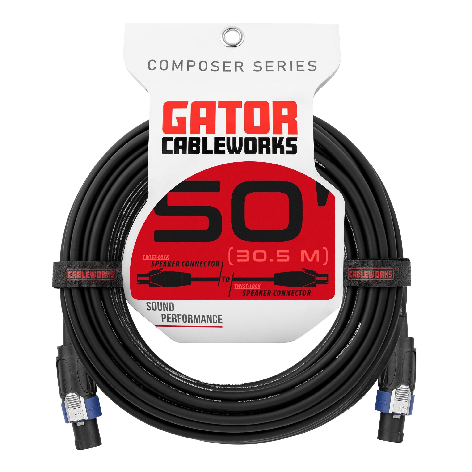 Gator Cableworks By Gator Cases Composer Series Deluxe 50 Foot Twist Lock Connector to Twist Lock Connector Speaker Cable; (GCWC-SPK-50-2TL)