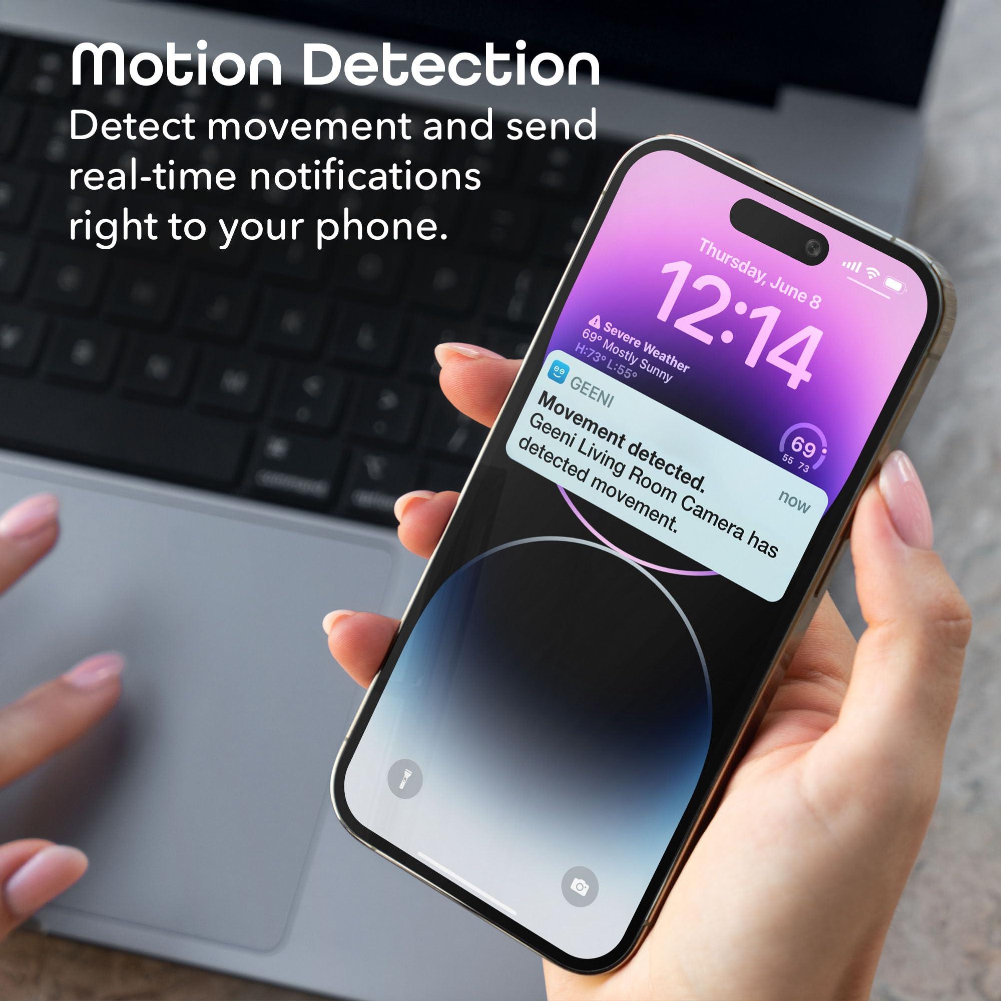 Geeni Geeni Glimpse Indoor Security Camera - 1080p HD Video, 2-Way Audio, Motion Alerts, WiFi Compatible with Alexa & Google Home, White