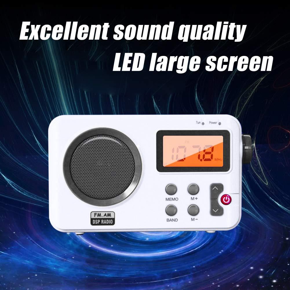 EMVANV Shower Radio Speaker, Portable LCD Display Stereo Radio with AM/FM Radio/RDS System Long Playback Time Radio with Preset 20 Radio Stations for Bathroom, Hot Tub, Outdoor(White)