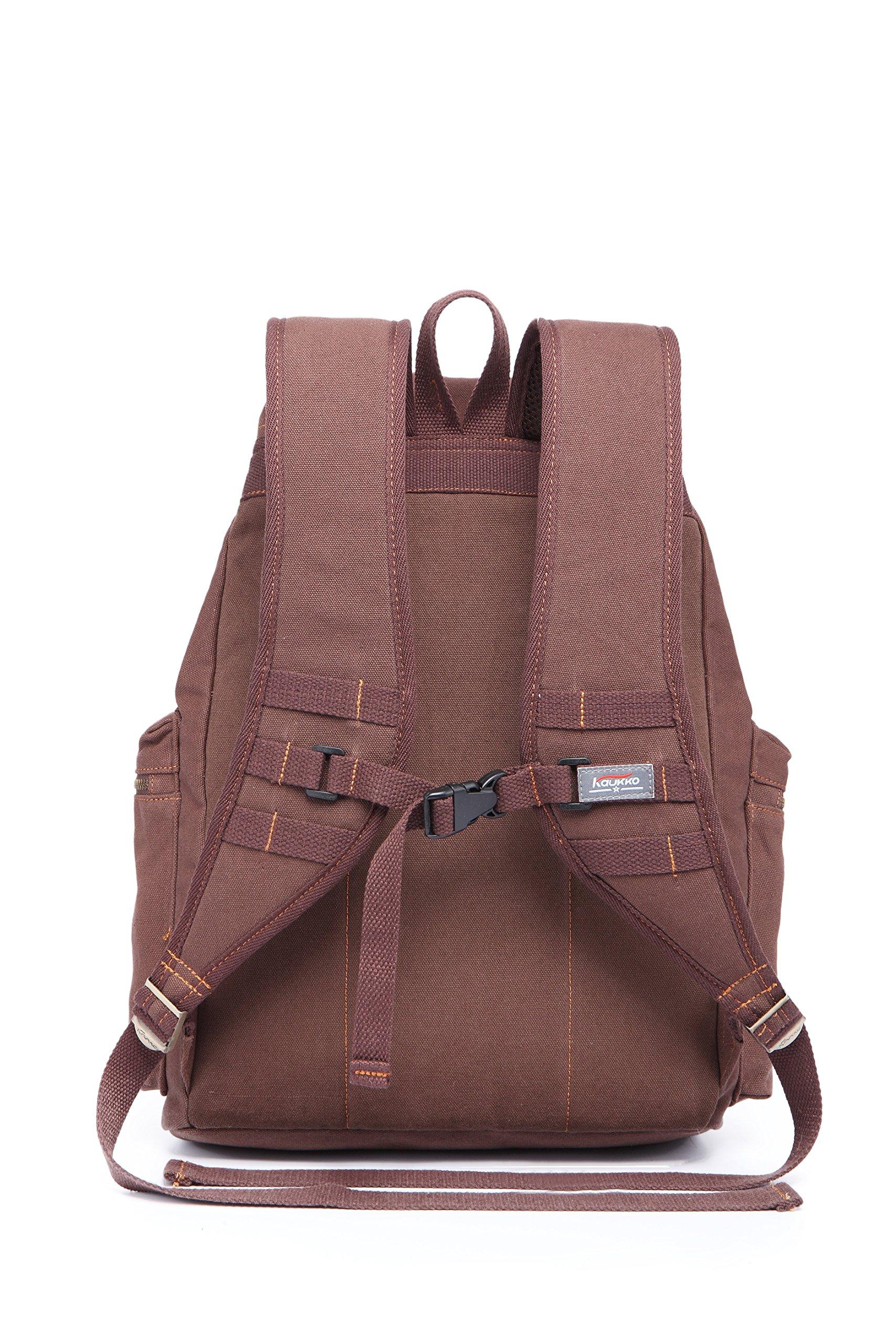 KAUKKO KAUKKO Vintage Casual Canvas and Leather Rucksack Backpack(FP702-1-COFFEE)
