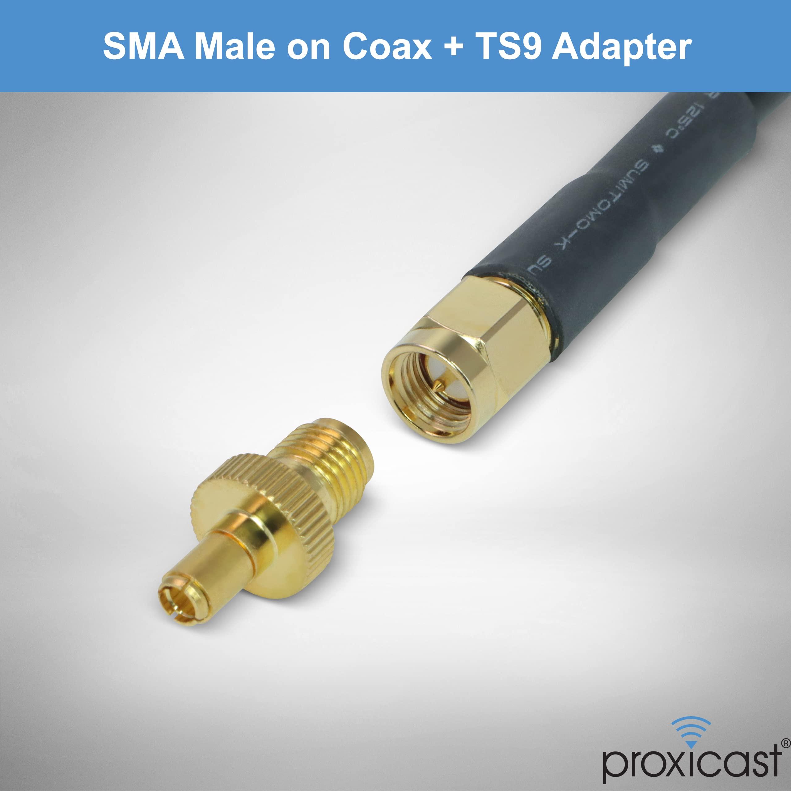 Proxicast Proxicast Pro-Grade 3.5-Inch Magnetic Antenna Base (SMA Jack/SMA Plug + TS9 Adapter) - 6.5 Foot Coax Lead - for 4G/5G Cellular, Ham, ADS-B, GPS Antennas (ANT-120-MB5)