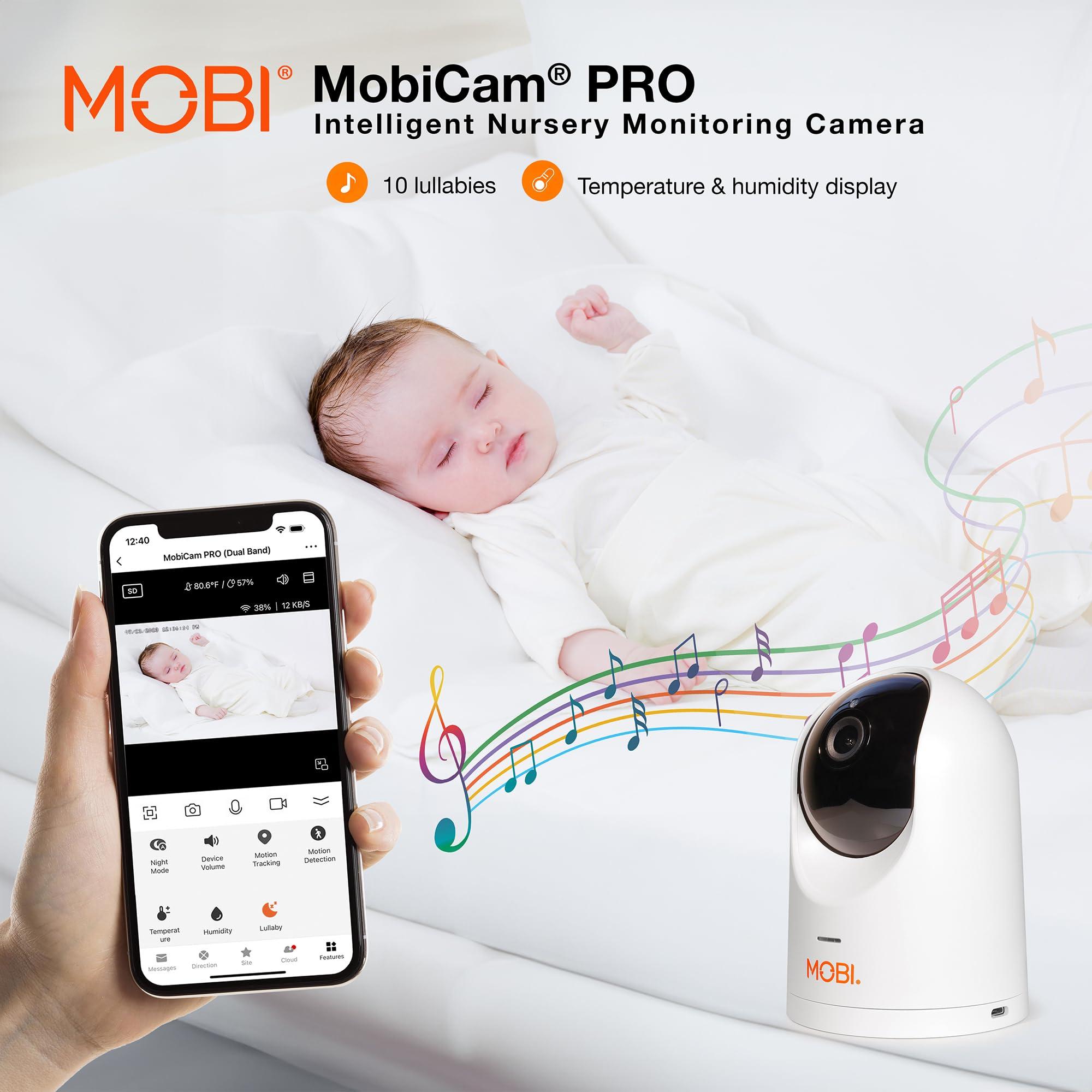 MOBI MobiCam PRO Baby & Home Monitoring Camera: Full HD, 355Pan, 120Tilt, 2-Way Audio, Color Night Vision, Motion Tracking & Sound Detection, Temp & Humidity Readings, Supports 5G/2.4GHz Wi-Fi