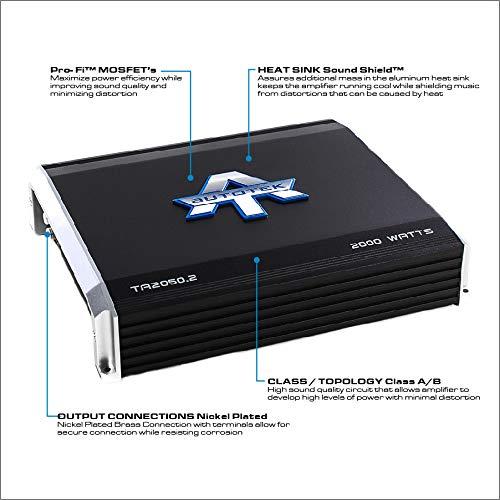 Autotek Autotek TA2050.2 TA Series 2 Channel Car Audio Amplifier (Black) – Class A/B Amp, 2000 Watt, Bass Boost, Marine Grade Protection Amplifier