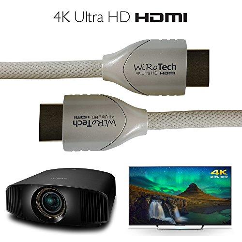 WiRoTech WiRoTech HDMI Cable 4K Ultra HD with Braided Cable, HDMI 2.0 18Gbps, Supports 4K 60Hz, Chroma 4 4 4, Dolby Vision, HDR10, ARC, HDCP2.2 (15 Feet, White)