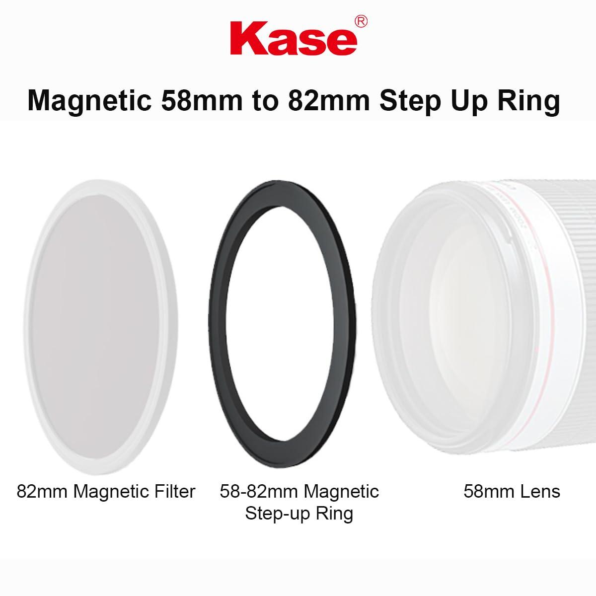 Kase Kase Magnetic 58-82mm 58mm to 82mm Filter Step-Up Adapter Ring for Wolverine Magnetic Filters 58 82