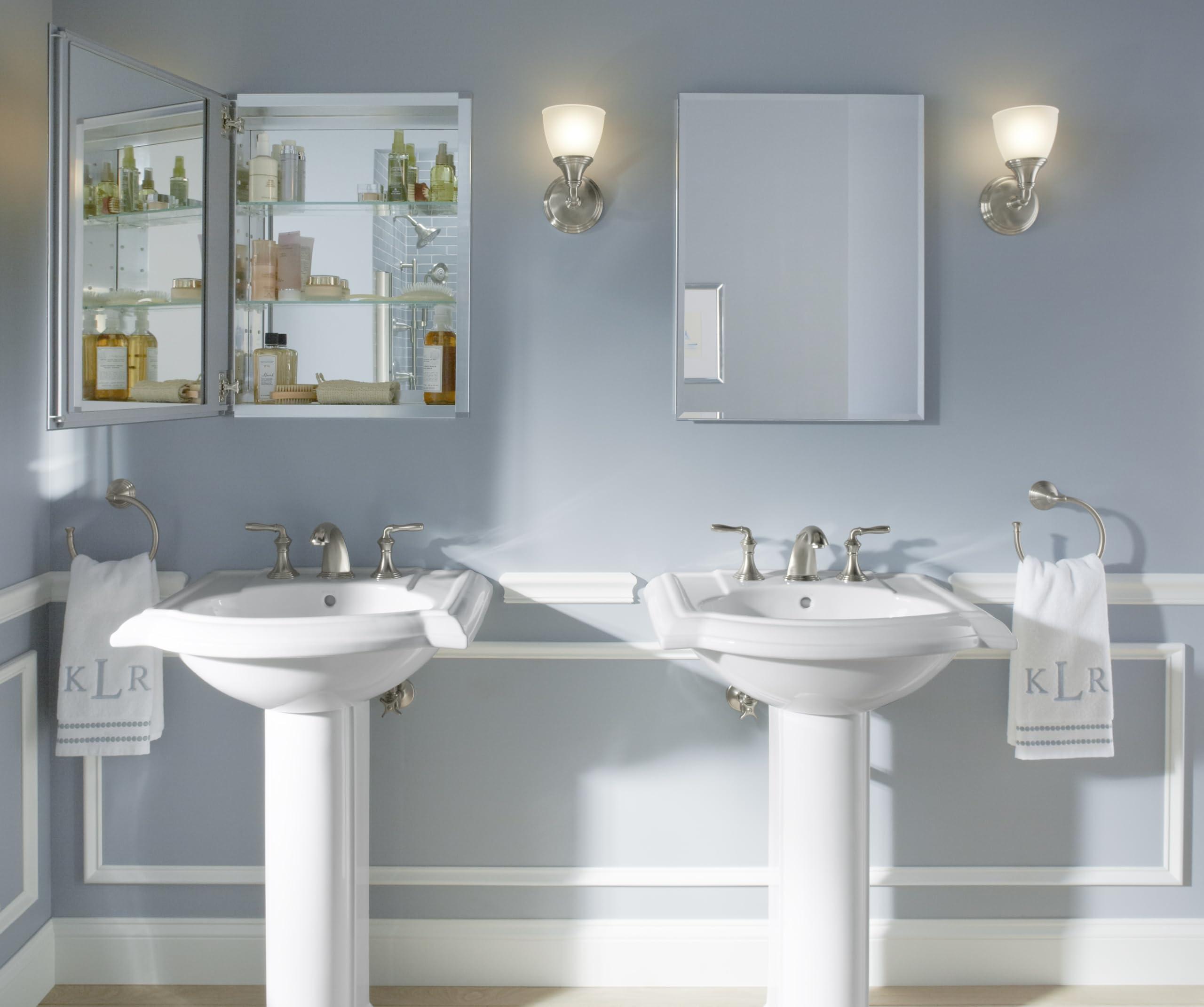 Kohler KOHLER K-CB-CLC2026FS Beveled Medicine Cabinet with Mirror Door & Adjustable Shelves, Rectangular Beveled Edge Frame, 20\" x 26\"