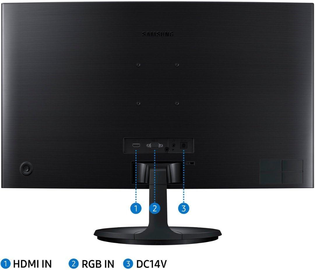 SAMSUNG SAMSUNG 24" 390C Series LED FHD Curved Monitor, 60Hz Refresh Rate, 4ms Response Time, AMD FreeSync Monitor (HDMI, VGA), Black, with MTC HDMI Cable