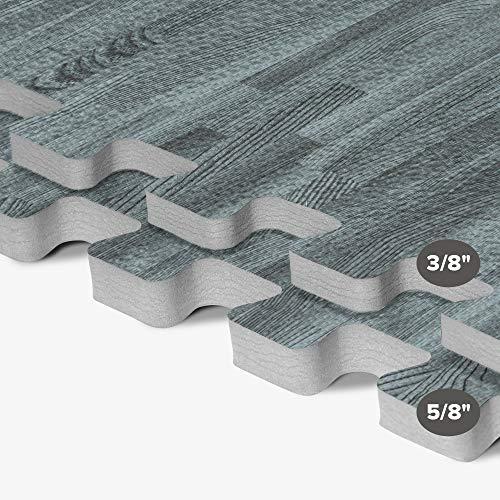 FOREST FLOOR Forest Floor 3/8 Inch Thick Printed Foam Tiles, Premium Wood Grain Interlocking Foam Floor Mats, Anti-Fatigue Flooring Stylish Flooring Solution, Slate, 24 Sq Ft