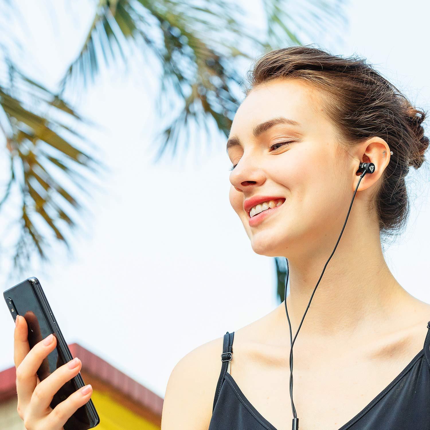 KLIM KLIM Fusion Earbuds Wired with Microphone + Long-Lasting with 5 Years Assurance - New - Innovative Memory Foam Earbuds + Gaming Earbuds with Mic and 3.5 mm Jack - Orange Earphones