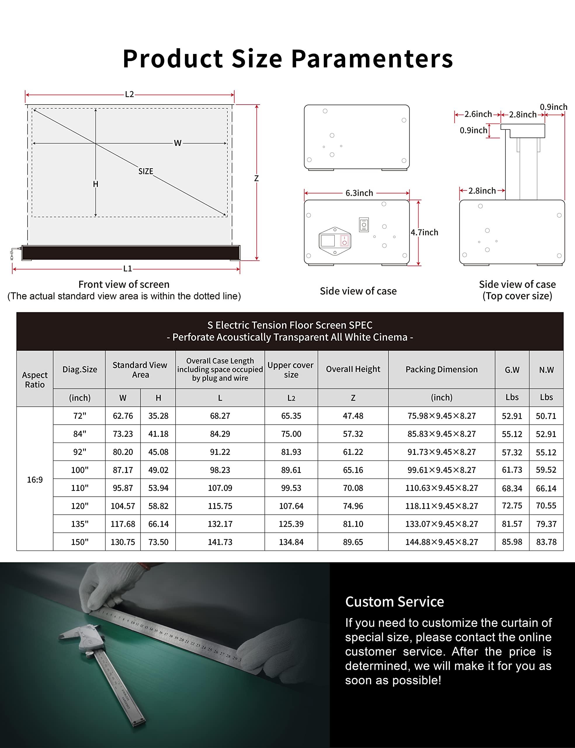 VIVID STORM SINCE 2004 VIVIDSTORM-Projector Screen Portable Folding Stand Indoor Tension Floor Screen 4k HD All White Cinema, 4K/3D/UHD Gaming/Home Cinema,Compatible with Normally Projector,VSDSTWA92H