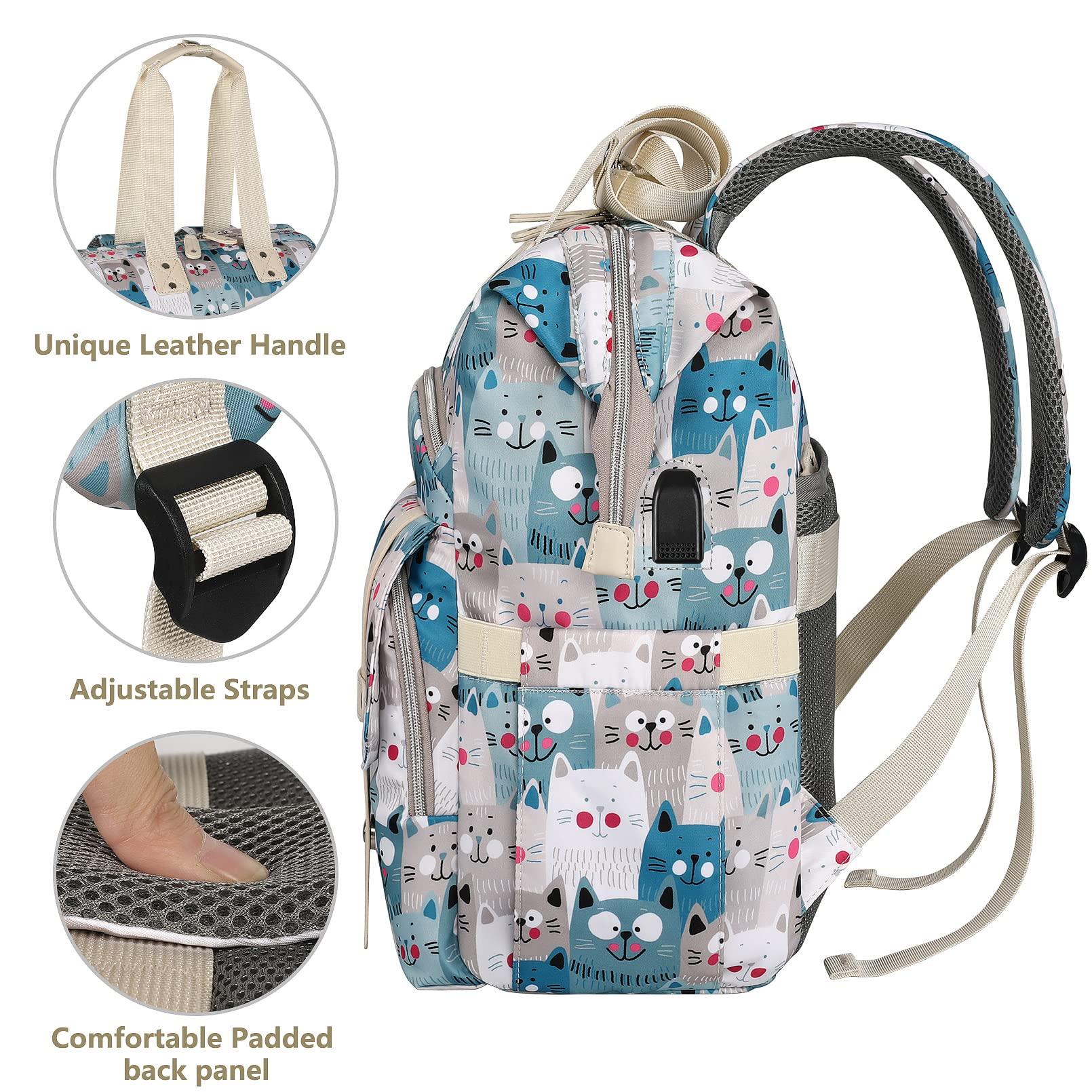 FALANKO FALANKO Laptop Backpack for Women,Teacher Doctor Nurse Work Purse Bag for 15.6 Inch Laptop,Cute Cartoon Pattern backpack With USB Charging Port RFID Anti Theft Pocket, Large Travel Bookbag for Women