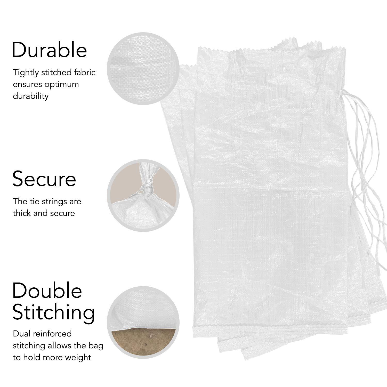 AK TRADING CO. AK TRADING CO. 14" x 26" Poly Sandbags W/UV Protection & Built-in Ties - Flood Water Barrier - Tent Sandbags - White