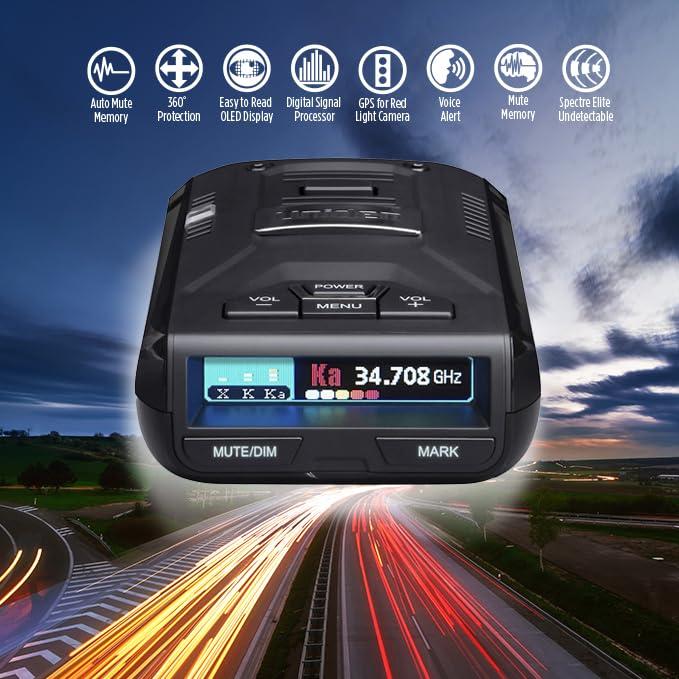 Uniden Uniden R3 EXTREME LONG RANGE Laser/Radar Detector, Record Shattering Performance, Built-in GPS w/ Mute Memory, Voice Alerts, Red Light & Speed Camera Alerts, Multi-Color OLED Display , Black