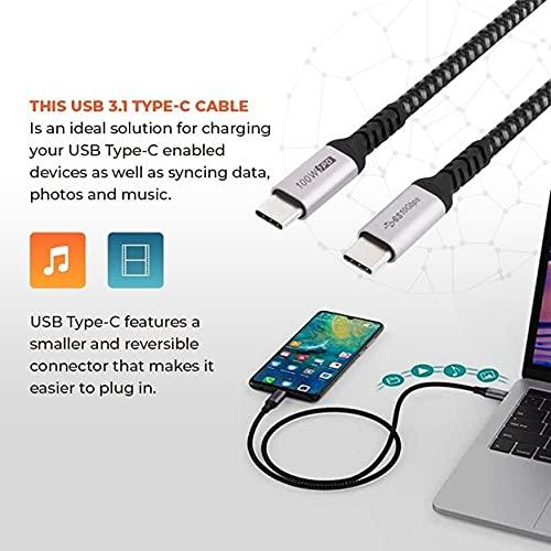 FireFold NetStrand USB C to USB C Cable 100W PD | Fast Charging Charger Cord | USB 3.1 Type-C Braided Cable | Compatible with USB 3.0, 2.0, and 1.1 (3)