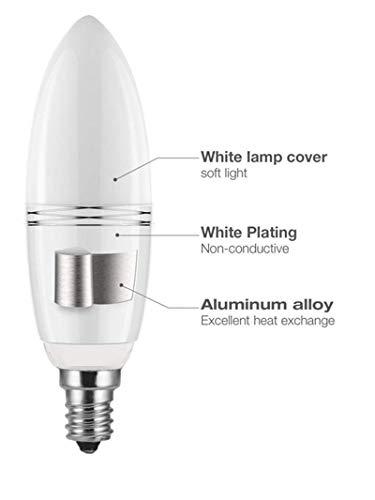 K JINGKELAI E12 LED Bulbs 12W LED Candelabra Bulb 12W Cool White LED Candelabra Light Bulbs 12 Watt(100 Watt Equivalent) LED Candle Bulbs,E12 Small Candle Base,Non-Dimmable,Pack of 4