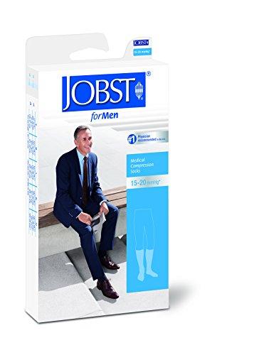 JOBST BSN Medical 113107 JOBST Men's Casual Sock with Closed Toe, Knee High, 15-20 mmHG, Tall Large, Black