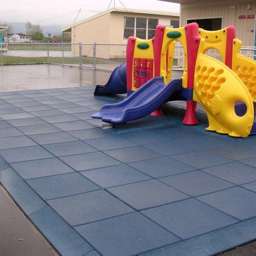 Rubber-Cal Rubber-Cal \"Eco-Safety\" Interlocking Playground Tiles - 2.50 x 19.5 x 19.5 inch - 4 Pack - 11 Square Feet Coverage - Blue