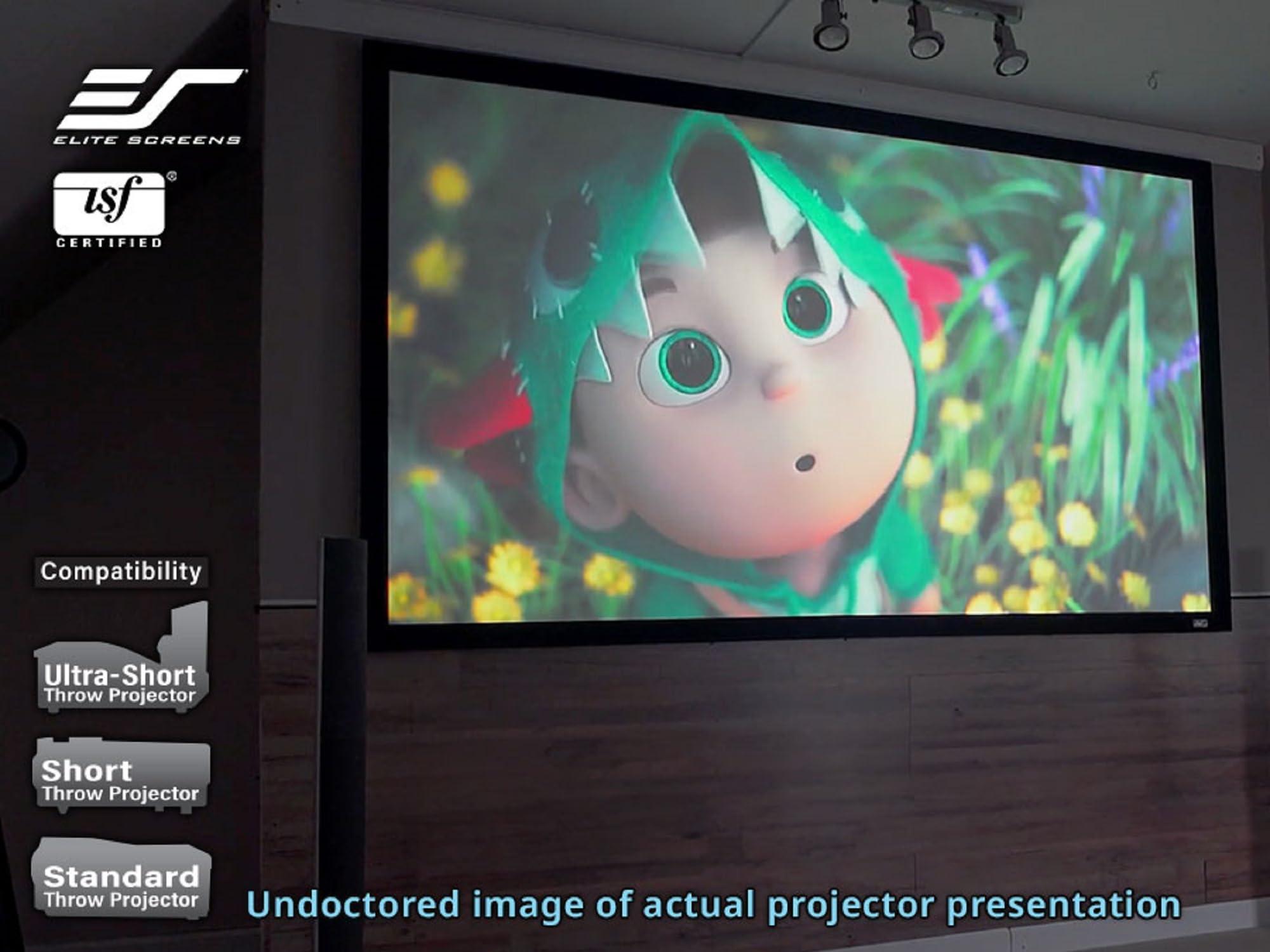 Elite Screens Elite Screens Sable Frame 2, 110-Inch Fixed Frame Projector Screen, 16:9 8K/4K Ultra HD & Active 3D Ready, ISF-Certified Material, Ideal for Home Theater, Office, and Indoor Presentations, ER110WH2-F