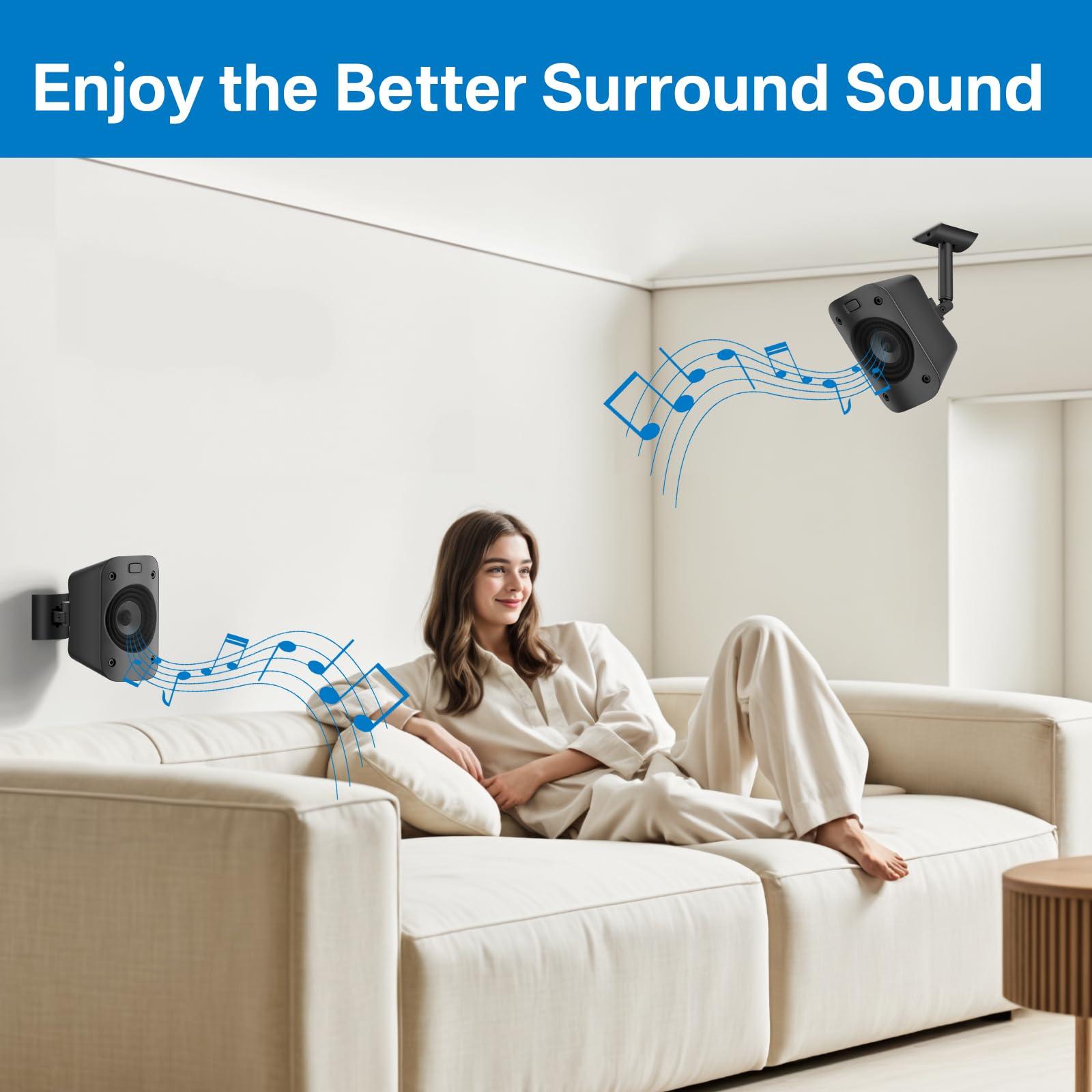 notiela Speaker Mount for Logitech Z906 Speaker Wall Mount with Tilt and Swivel Adjustable Ceiling Mount for Logetich Z906 Speaker Mounts, Pair