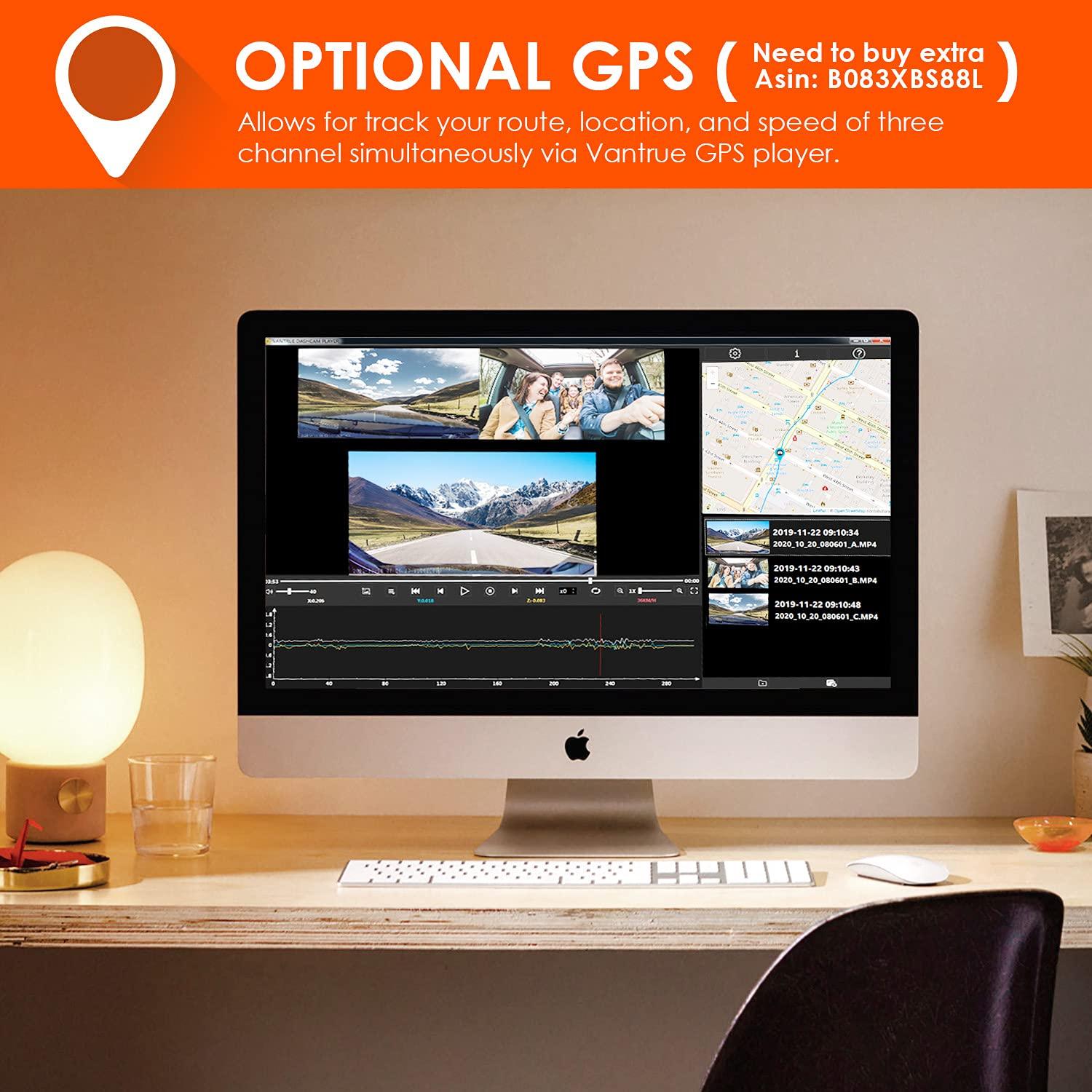 VANTRUE Vantrue N4 3 Channel 4K Dash Cam, 4K+1080P Front and Rear, 1440P+1440P Front and Inside, 1440P+1440P+1080P Three Way Triple Car Camera, IR Night Vision, 24 Hours Parking Mode, Support 512GB Max