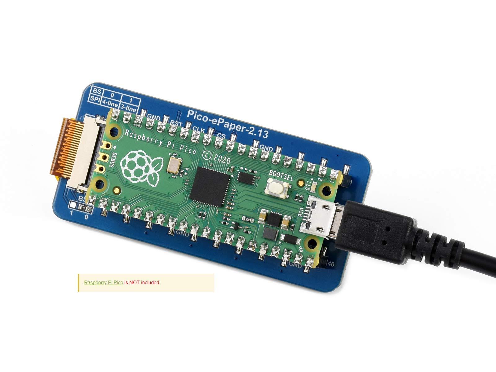 waveshare waveshare 2.13inch E-Ink Display HAT 250122 Pixels Black White Two Color E-Paper Module epaper Screen for Raspberry Pi Pico Microcontroller Board,Support Partial Refresh