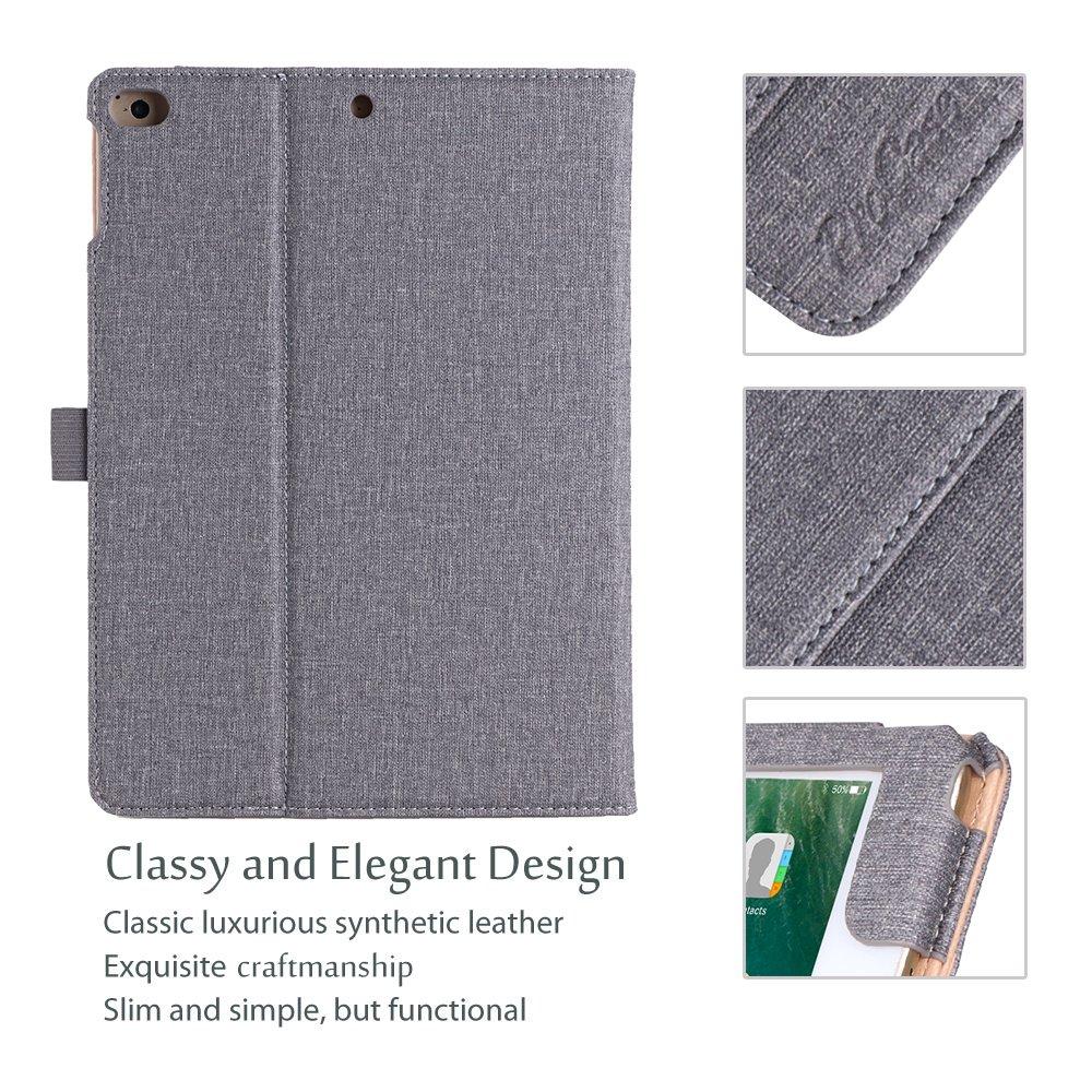 ProCase ProCase for iPad 9.7 Inch iPad 6th/5th Generation Case 2018 2017/iPad Air 2/Air 1 Case, Premium Leather Folio Corner Protection Multi-Angle Viewing Stand Cover with Front Pocket Pen Loop -Grey