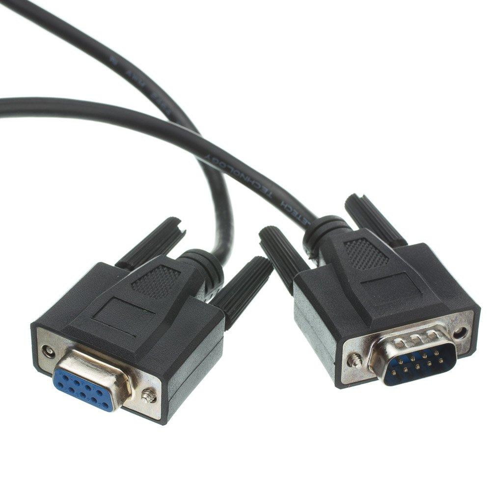 CableWholesale CableWholesale 15 feet Serial Extension Cable, DB9 Male to Female, 28 AWG, RS232 9 Conductor, 1:1, Black, Male to Female Serial Extender for Printer, Modems, Networks, DB9 RS232 Male to Female Cable