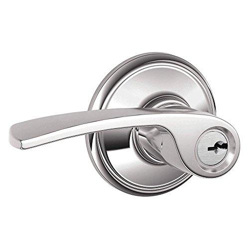 SCHLAGE SCHLAGE F51A MNH 625 Manhattan Lever Keyed Entry Lock, Bright Chrome
