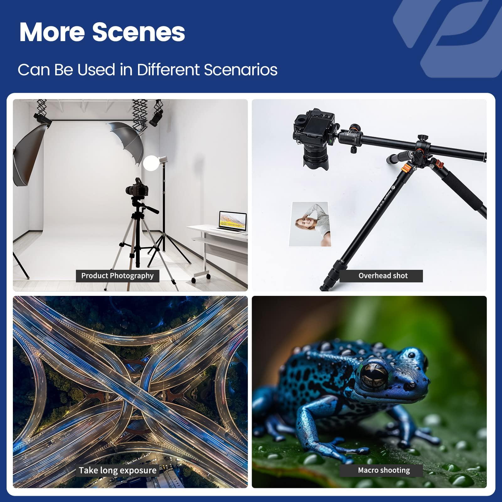 Fotopro Fotopro 68 inch Camera Tripod Horizontal 360 Tripod Portable Monopod with Ball Head 16KG Load Capacity Quick Release Plate, for Travel and Work