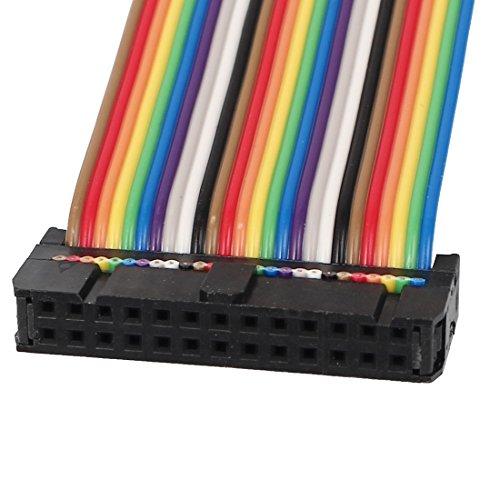 uxcell uxcell 50cm 26 Pin 26 Way F/F Connector IDC Flat Rainbow Ribbon Cable 2pcs