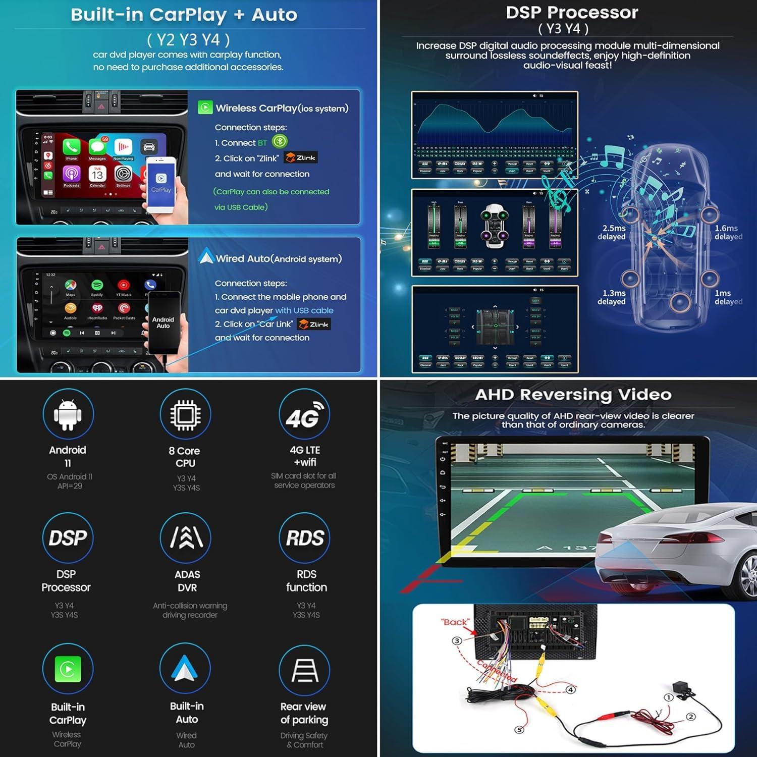 ADMLZQQ ADMLZQQ Car Stereo 9" Android 11 Double Din Bluetooth Autoradio for Nissan Navara NP300 2011-2016,TouchScreen Radio with GPS Car-play Bluetooth SWC Backup Camera Mirror Link AM/FM,Y1 1+16g