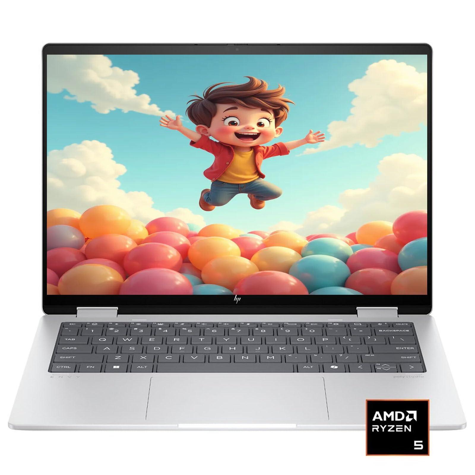 HP HP Envy X360 Laptop 14 2 in 1 FHD+ IPS Touchscreen AI Laptops, AMD Ryzen 5 8640HS (Beats i7-1255u) Up to 4.9GHz, 16GB RAM 512GB SSD, Backlit Kb, WiFi 6E, Win 11/BWE Accessories