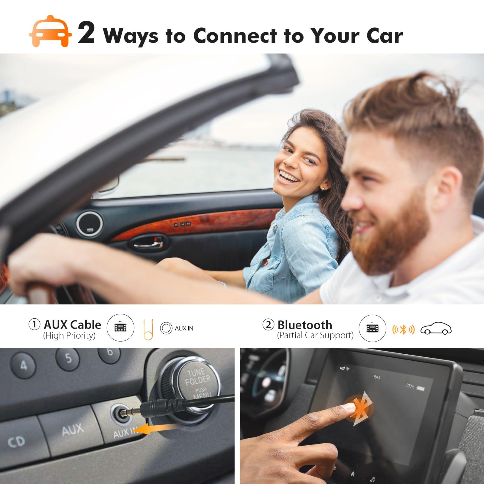 HOTT HOTT CD711T Bluetooth Rechargeable Portable CD Player for Home Travel and Car with Stereo Headphones and, Anti Shock Protection-Black