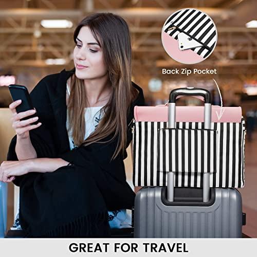 LOVEVOOK LOVEVOOK Computer Bag for Women Laptop Messenger Bag for Work College, Slim-Pink, 15.6-Inch