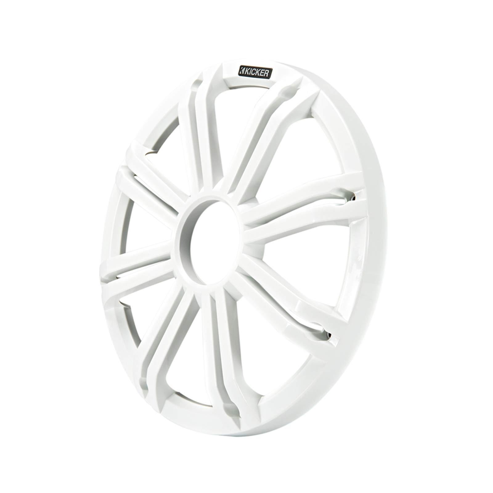 KICKER Kicker 45KMF124 12" Weather-Proof Subwoofer for Freeair Applications - Kicker 45KMG12W 12" LED Grille (White)
