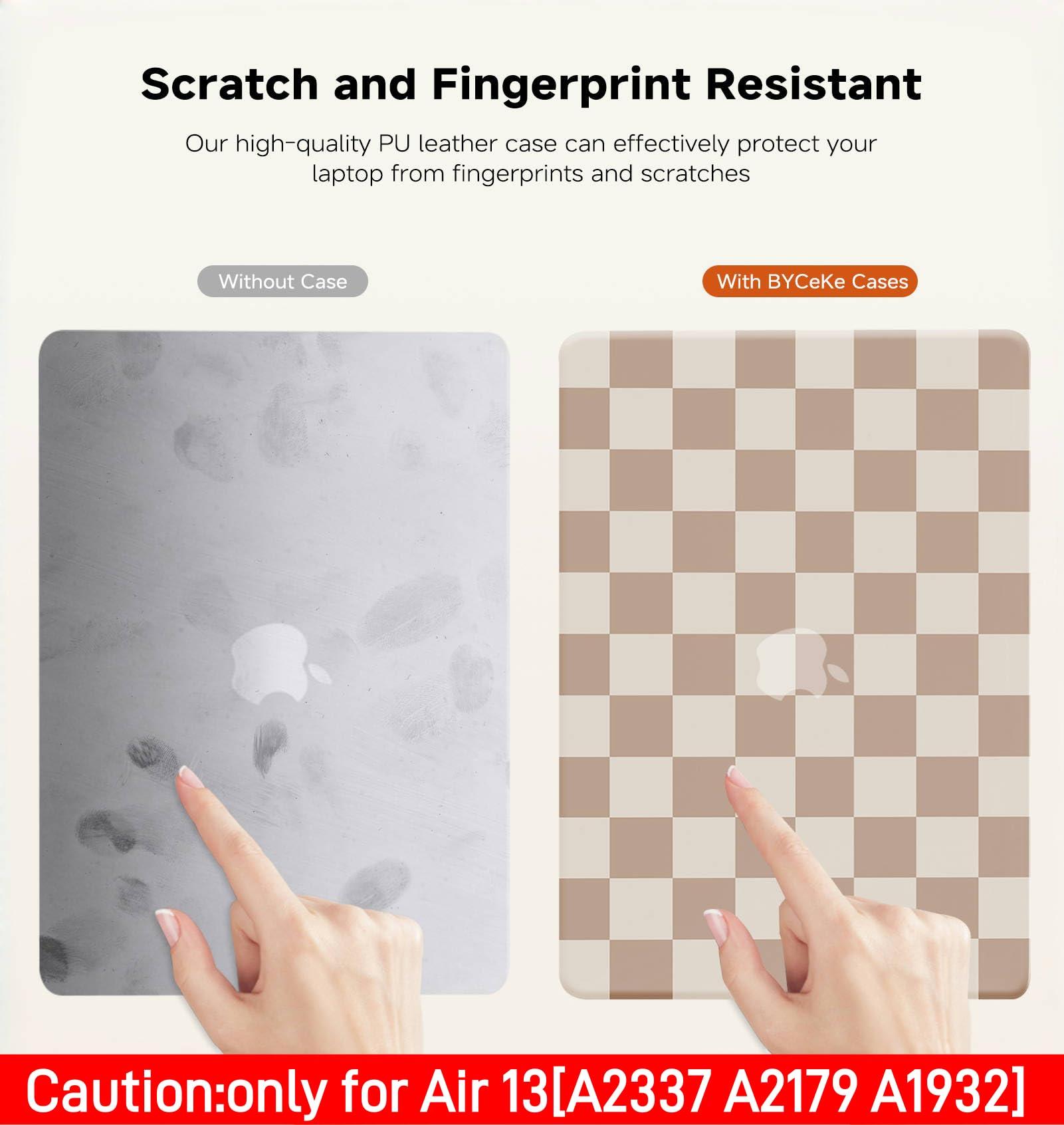 BYCeKe BYCeKe Compatible with MacBook Air 13 inch Case 2022 2021-2018 M1 A2337 A2179 A1932,Case for MacBook Air M1,Checkered Textured Cream Plastic Hard Shell& Keyboard Cover for Mac Air 13, Checkerd Neutral