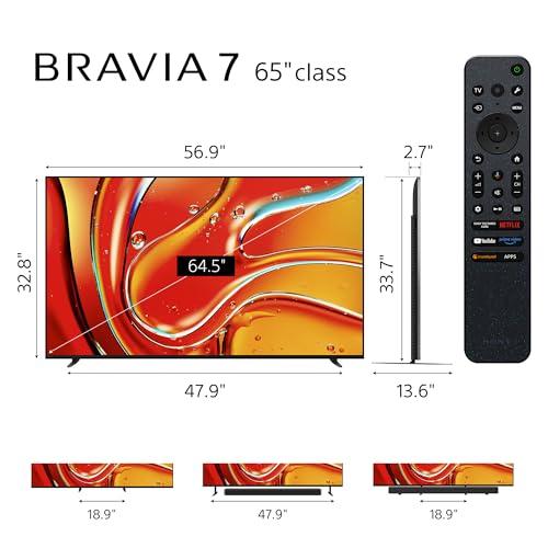 Sony Sony BRAVIA 7 65-Inch 4K Ultra HD QLED LCD Smart TV with Mini LED Backlight, Dolby Vision HDR, PS5 Features, Google TV (2024 Model, K-65XR70)