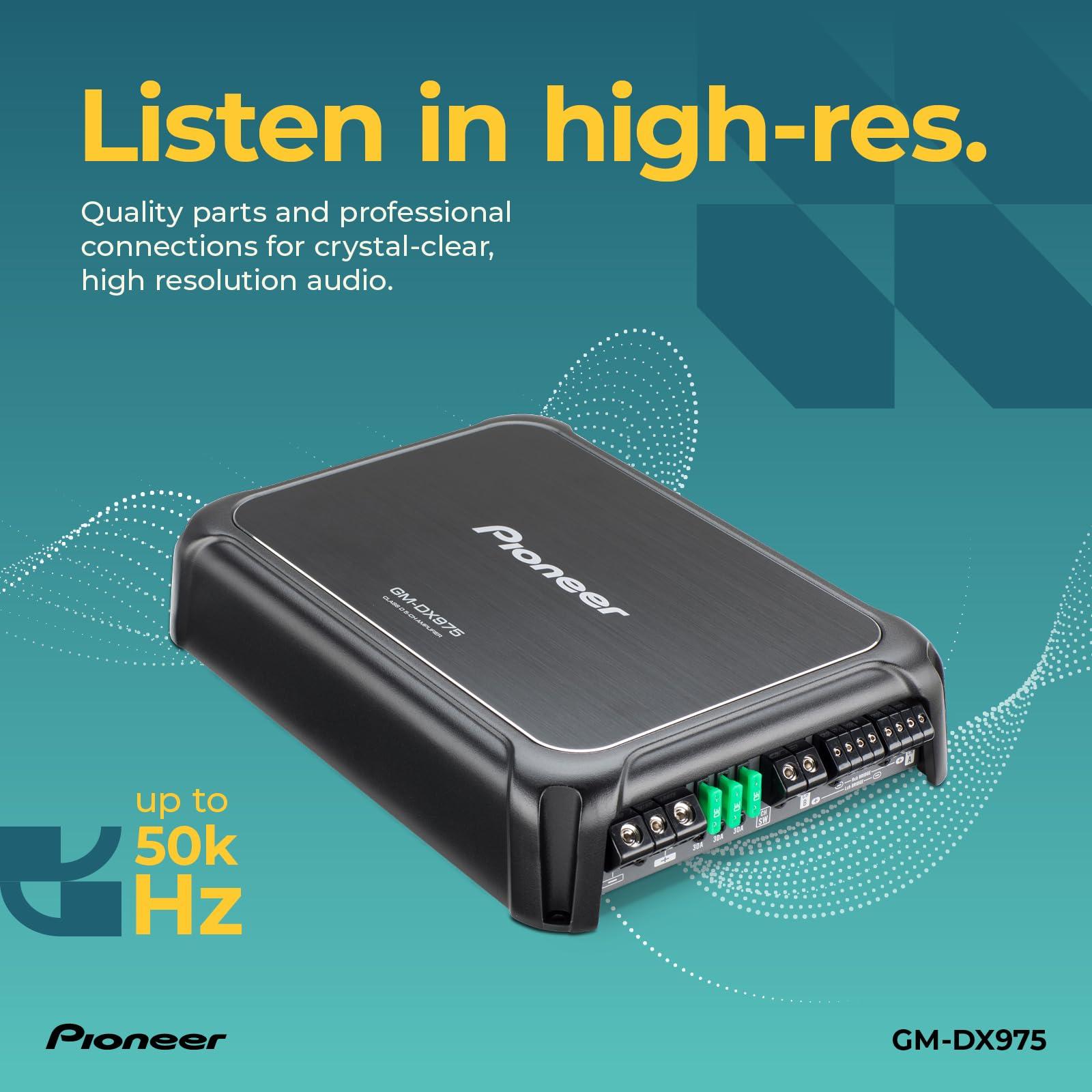 Pioneer Pioneer GM-DX975 5-Channel Car Amplifier 2000W Max, Efficient Class D, Bass Boost Control, Remote Bass Knob Included, Hi-Res Certified, Gold terminals, Full System amp with bass Control