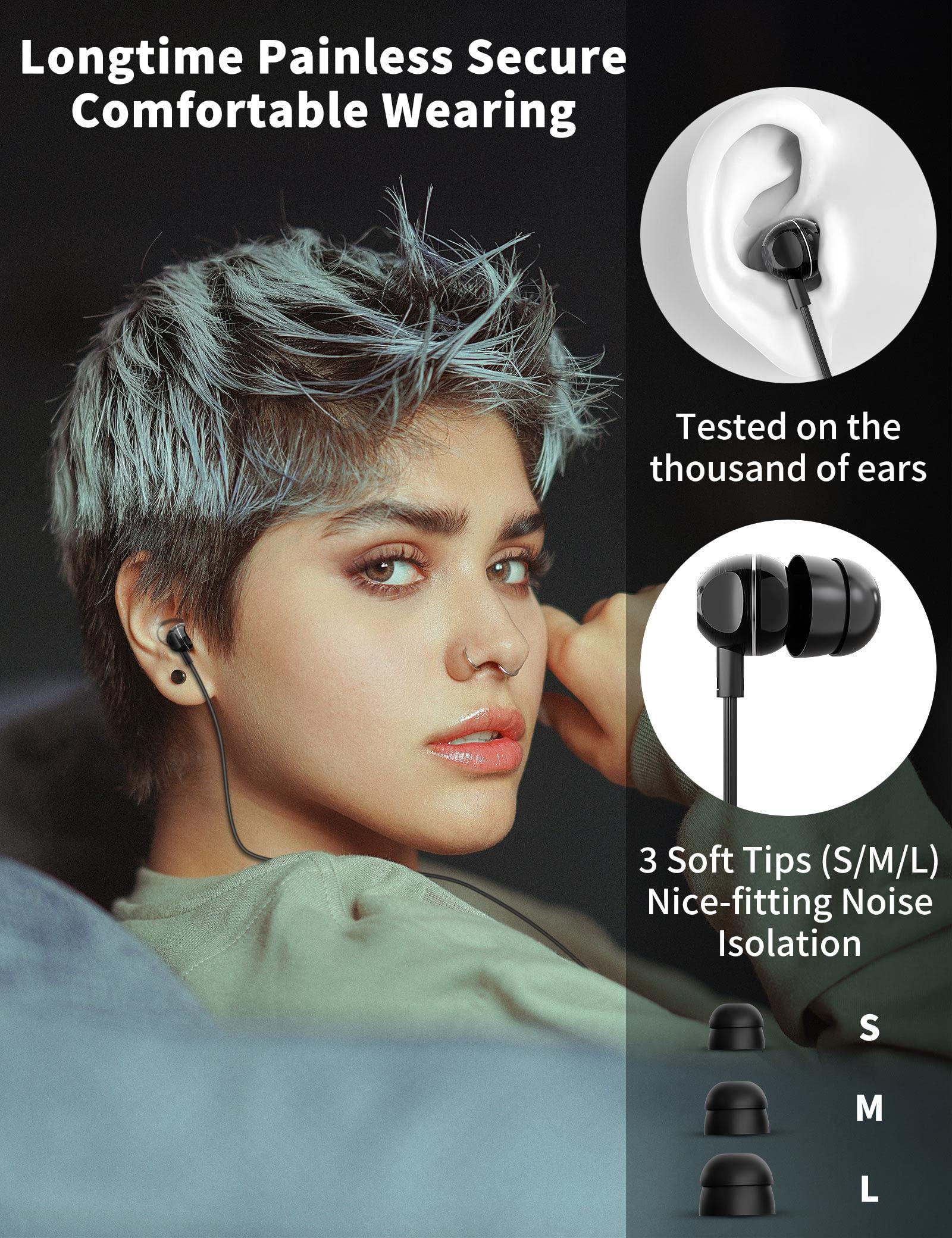 TITACUTE USB C Headphone for Samsung A53 S54 S22 S23 S21 S20 FE Wired Earbuds Magnetic in-Ear Type C Earphone with Microphone Stereo Noise Canceling for Galaxy Z Flip 5 Fold 4 Pixel 7 6 6a 7a OnePlus (Black)
