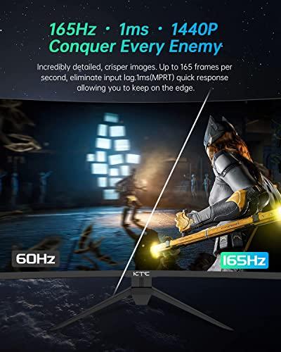 KTC KTC 32 inch Curved Gaming Monitor, 2K 170Hz Monitor, 1440P 144Hz Monitor, 1500R Frameless, 1ms, HDR, FreeSync Premium, DisplayPort/HDMI/USB, VESA Wall Mount, PC Monitor, H32S17