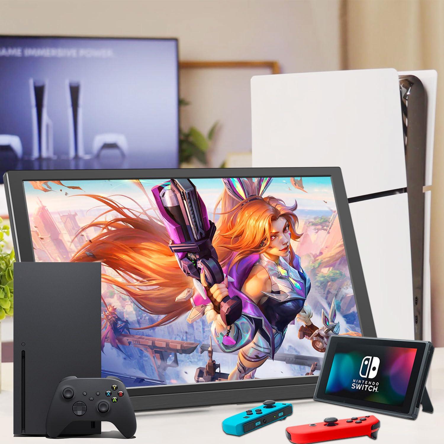 Lrtzcbi Lrtzcbi Portable Monitor 15.6 Inch, 1920x1080P FHD IPS Panel Laptop Monitor with USB C and HDMI Port, Portable Monitor for Laptop/PC/Phone/Switch/Raspberry pi