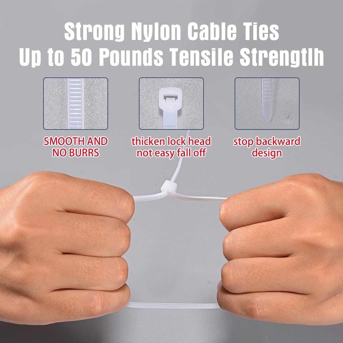 ZC Zip Ties 12 Inch Heavy Duty Clear 1000 Pack Tensile Strength 50 lbs UV Resistant Industrial Cable Ties Self Locking Zipties Wire Ties Wrap Indoor Outdoor Use for Fence Garage Camping, Zcpotizi