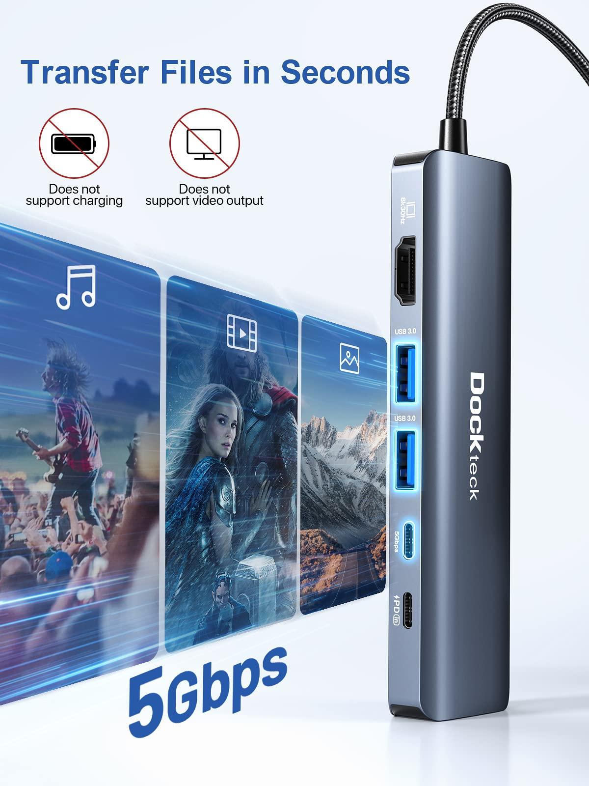 dockteck Dockteck 6 in 1 8K 30Hz & 4K 60Hz USB C Hub Adapter Multiport