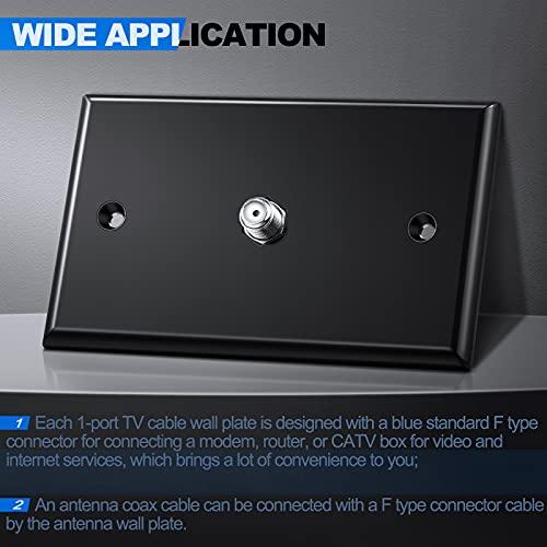Weewooday Weewooday 4 Pieces Coax Wall Plate 1-Port TV Cable Cover Outlet Plate F -type Connector Coaxial Cable, Screws Included(White and Black)